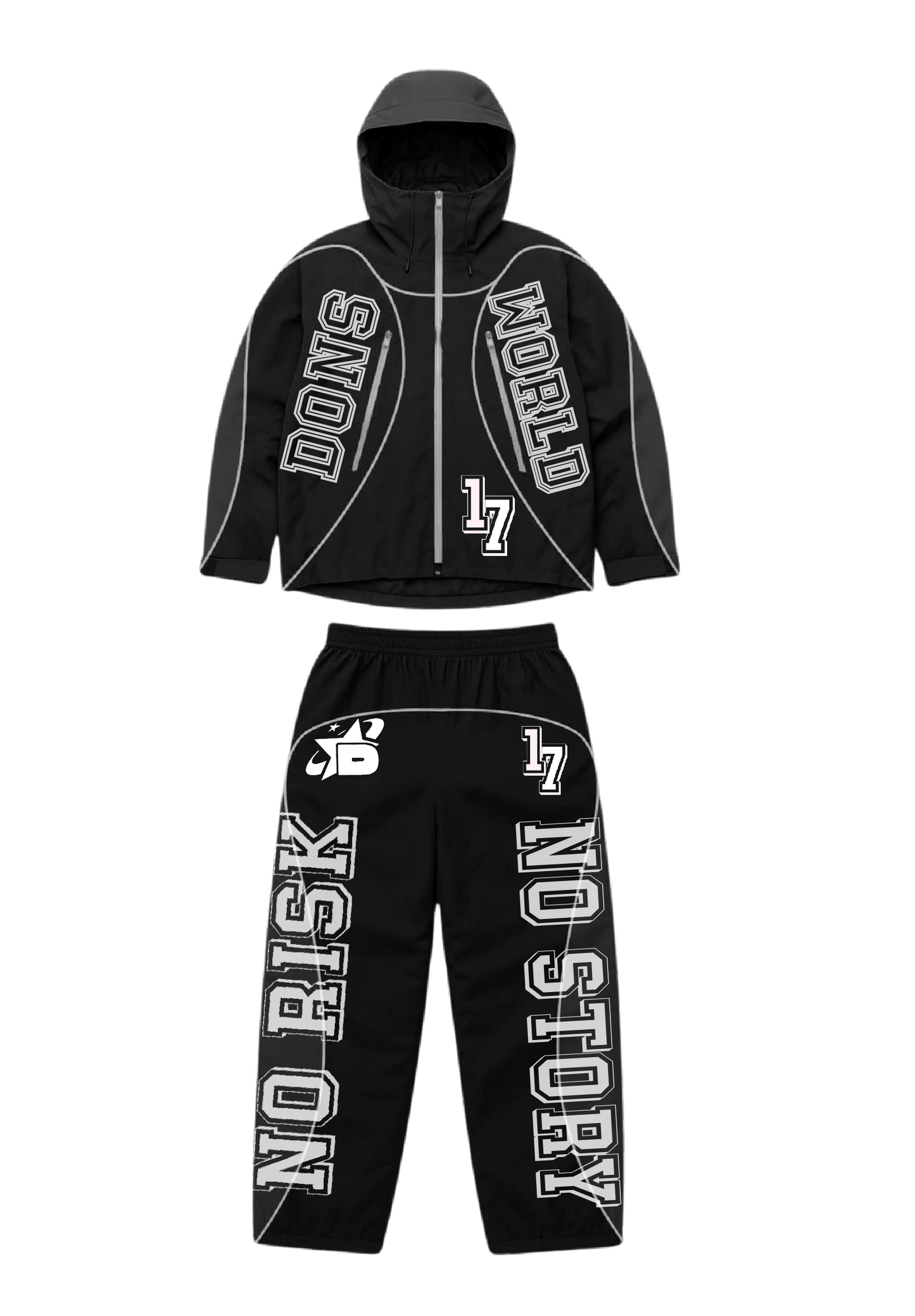 2 Tone Black Nylon Reflective set