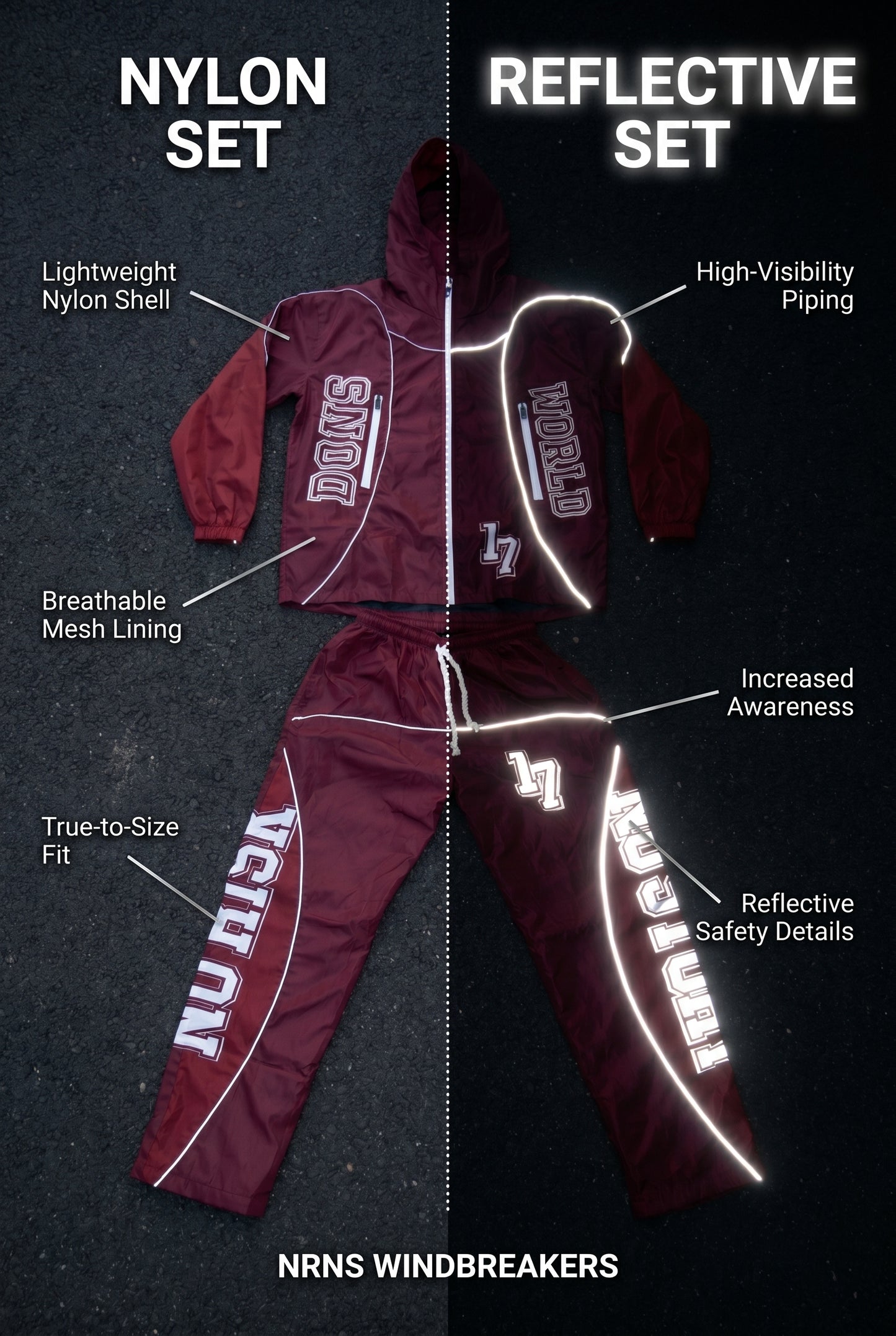 2 Tone Red Nylon Reflective Set