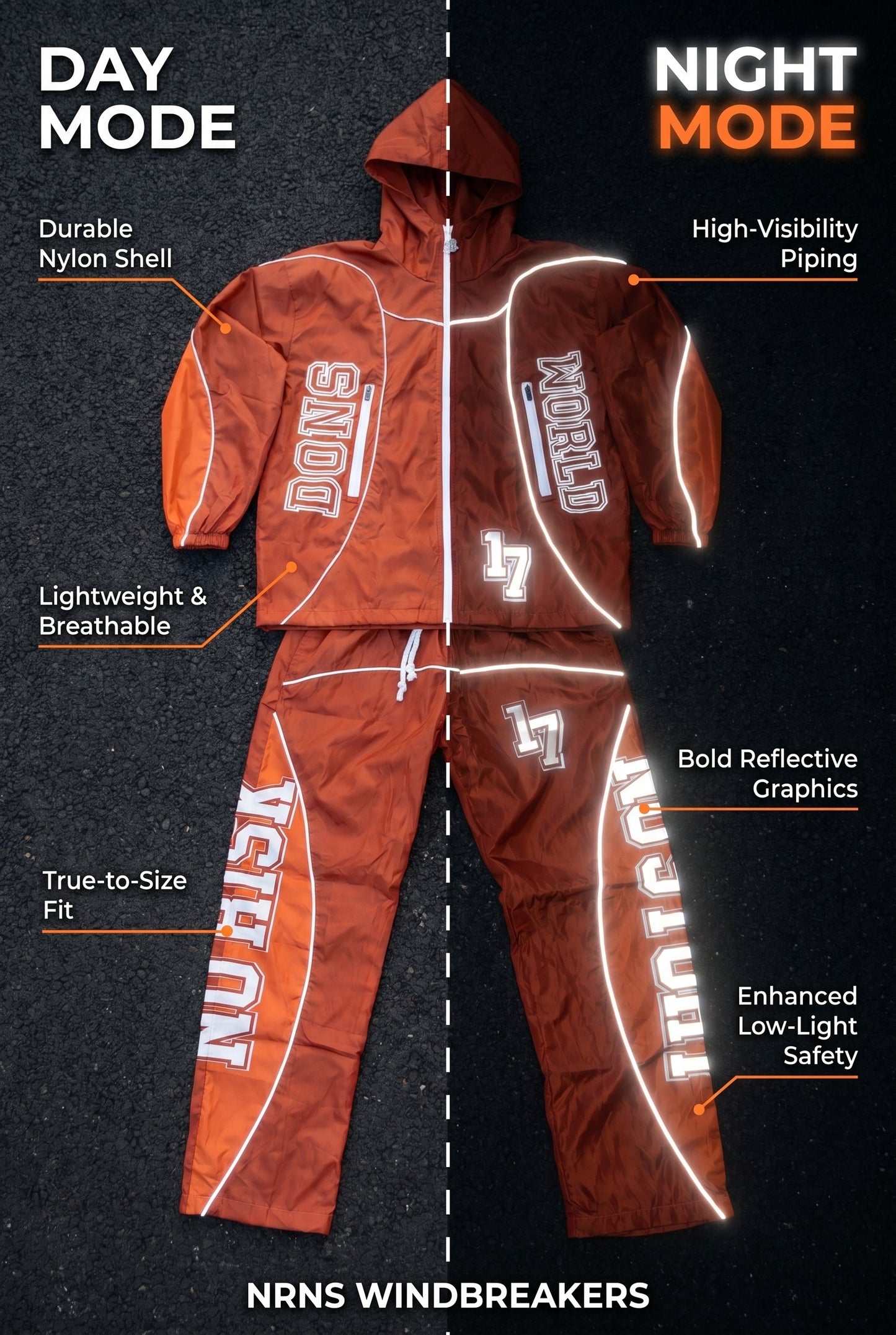 2 Tone Burnt Orange Nylon Set